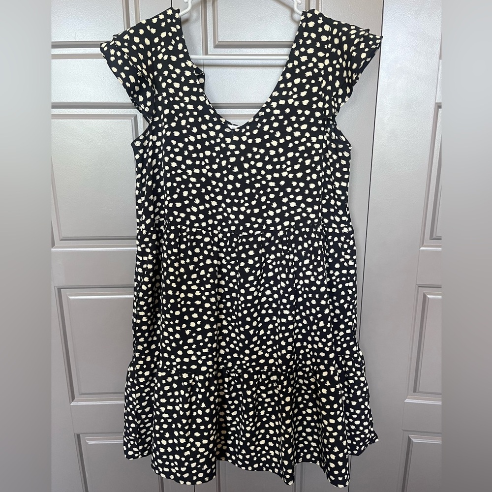 Spotted Babydoll Dress with Tie Back